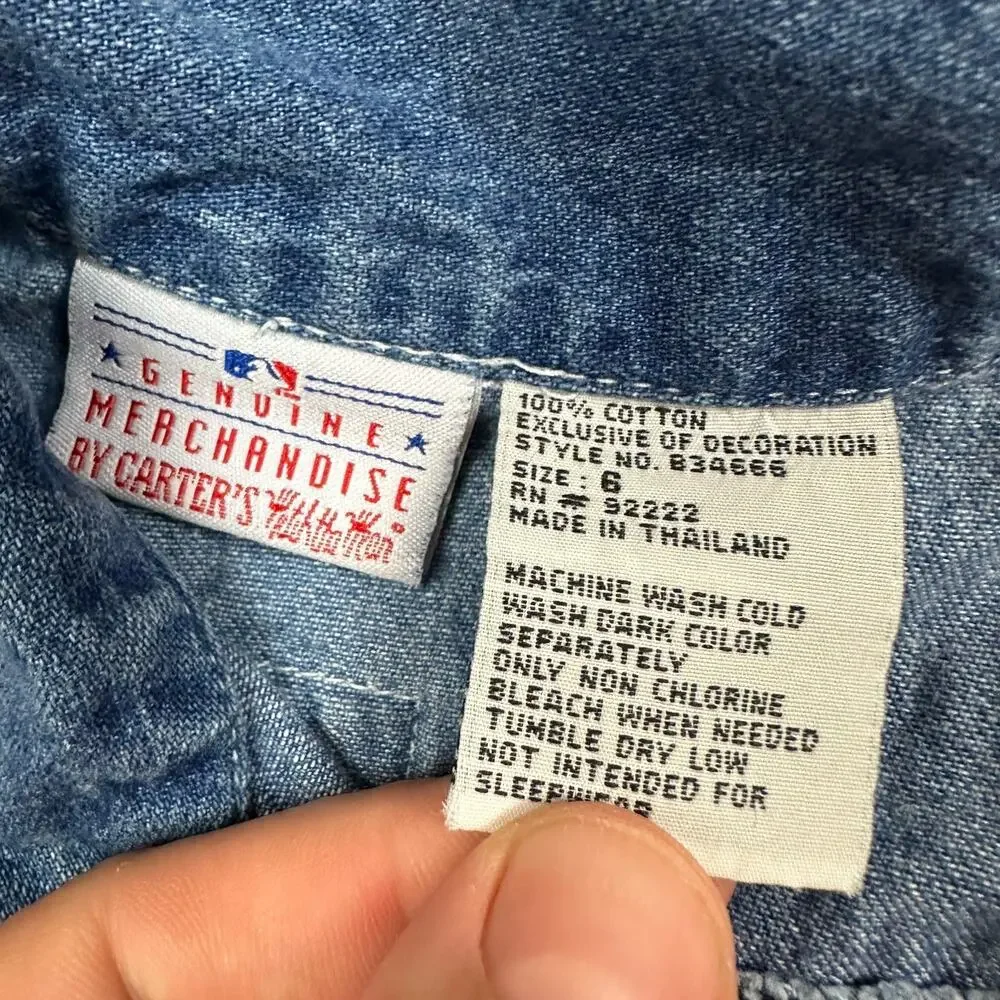 RARE Vintage Carter's MLB Boston Red Sox Denim Shirt Dress Girls Size 6